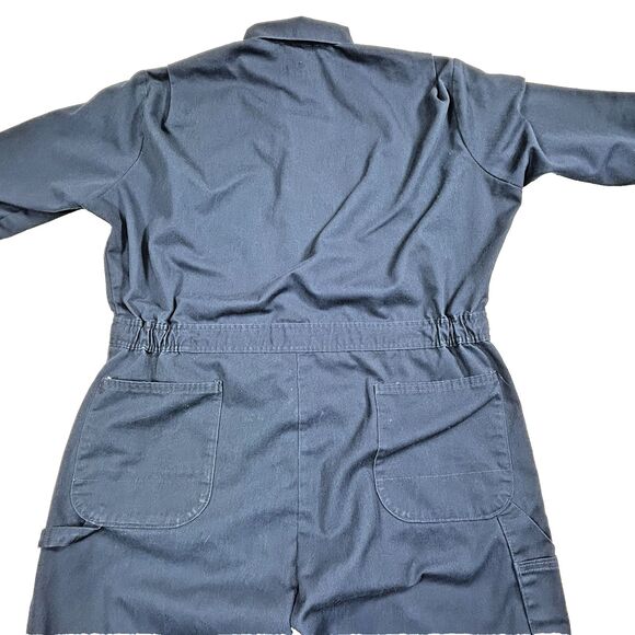 Vintage Roebucks Coverall Mens 50R Collared Snap Button Zip Pocket USA Blue - Picture 11 of 16